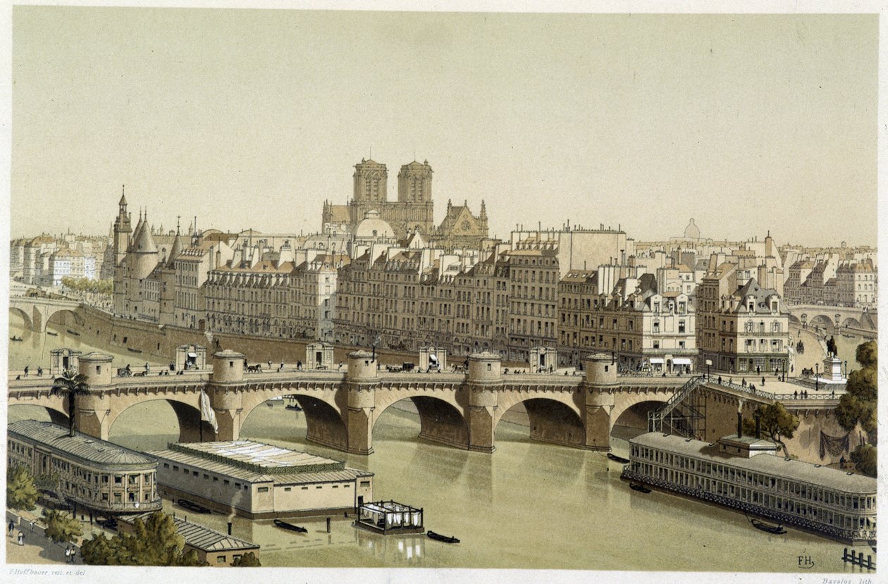 Ile de la Cité e il Pont Neuf a Parigi da Theodor Josef Hubert Hoffbauer