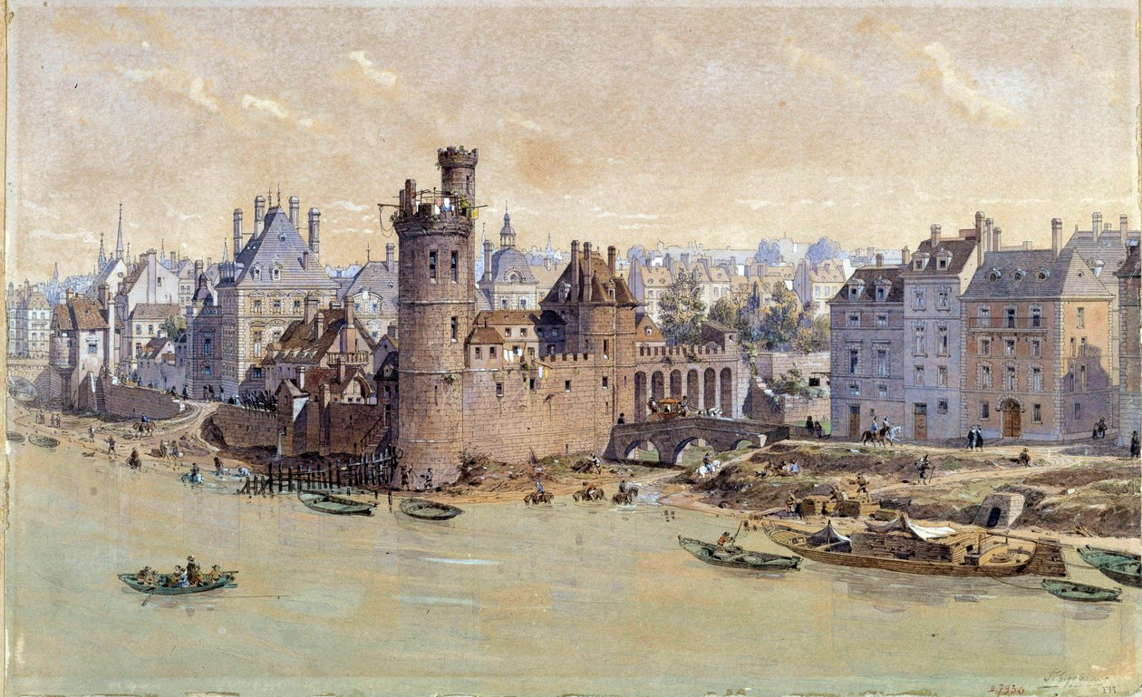 Veduta della Torre di Nesles a Parigi nel XVII secolo da Theodor Josef Hubert Hoffbauer