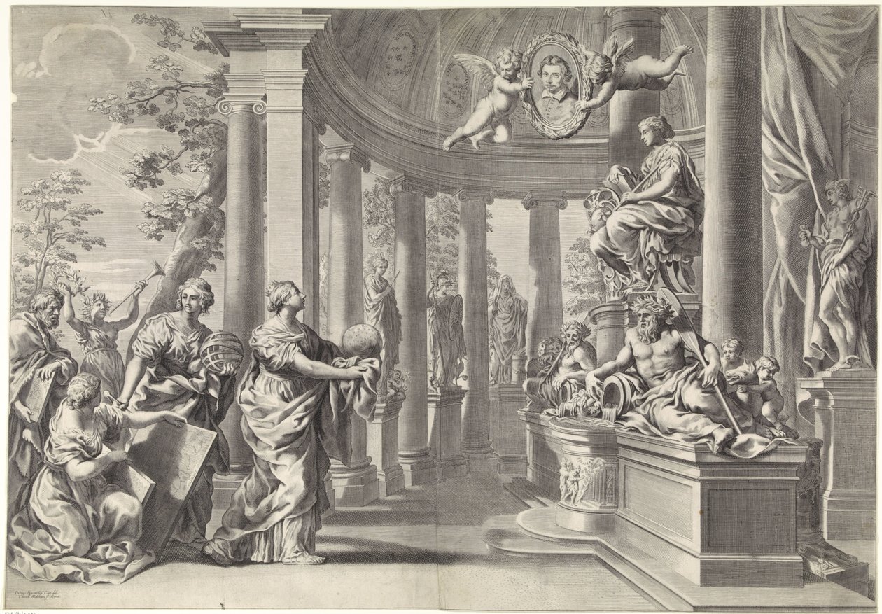 Rappresentazione allegorica: il tempio della saggezza (Sapienza) da Theodor Matham
