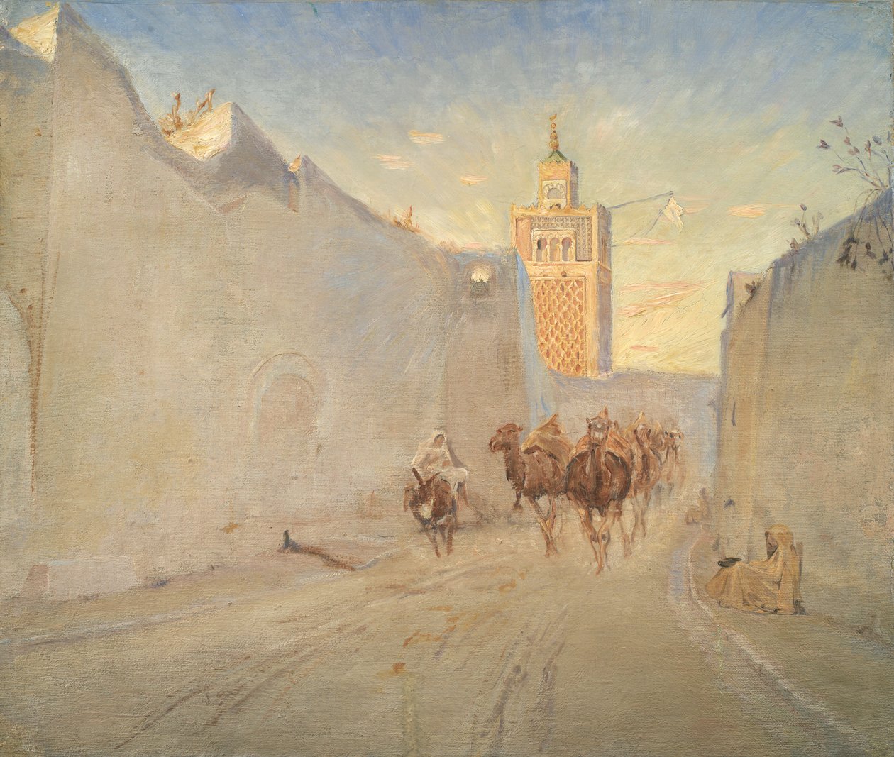 Cammelli in una strada in Tunisia da Theodor Philipsen