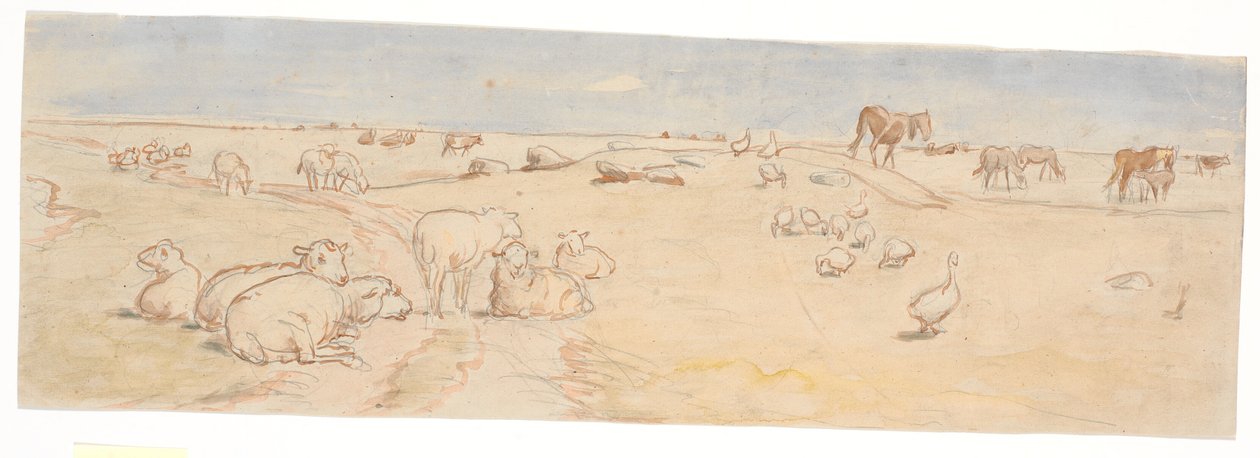 Pecore e oche a Saltholm (bozza per decorazione di una ciotola per punch) da Theodor Philipsen