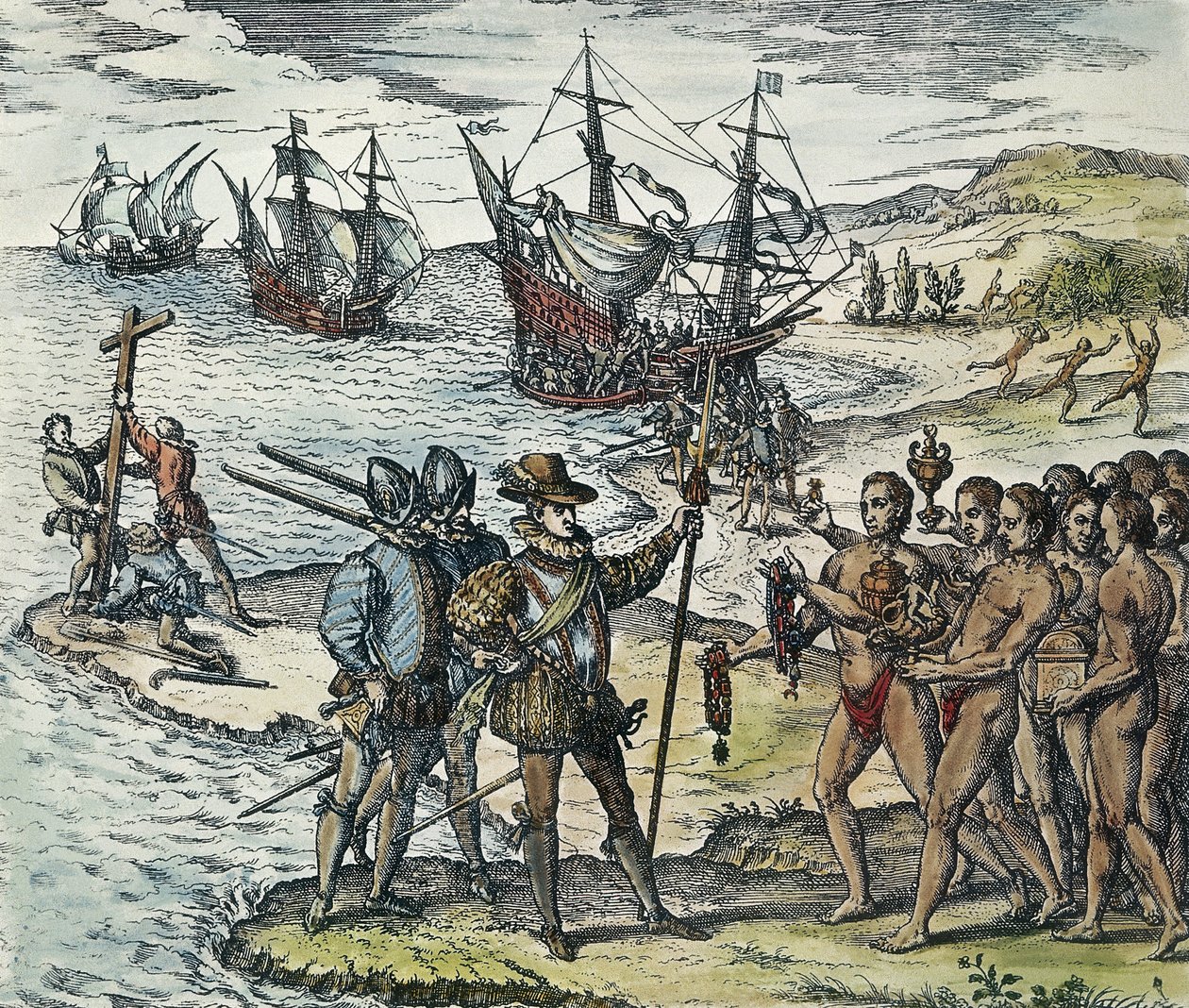 Sbarco di Colombo nelle Indie. 1594 da Theodor de Bry