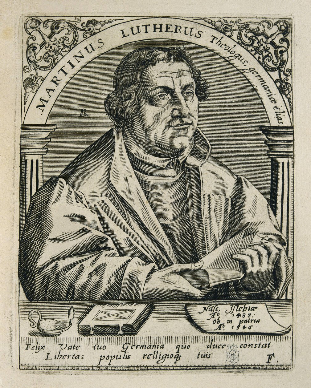 Martin Lutero (1483-1546). Riformatore religioso tedesco. Incisione. Spagna. Madrid. Biblioteca Nazionale da Theodor de Bry