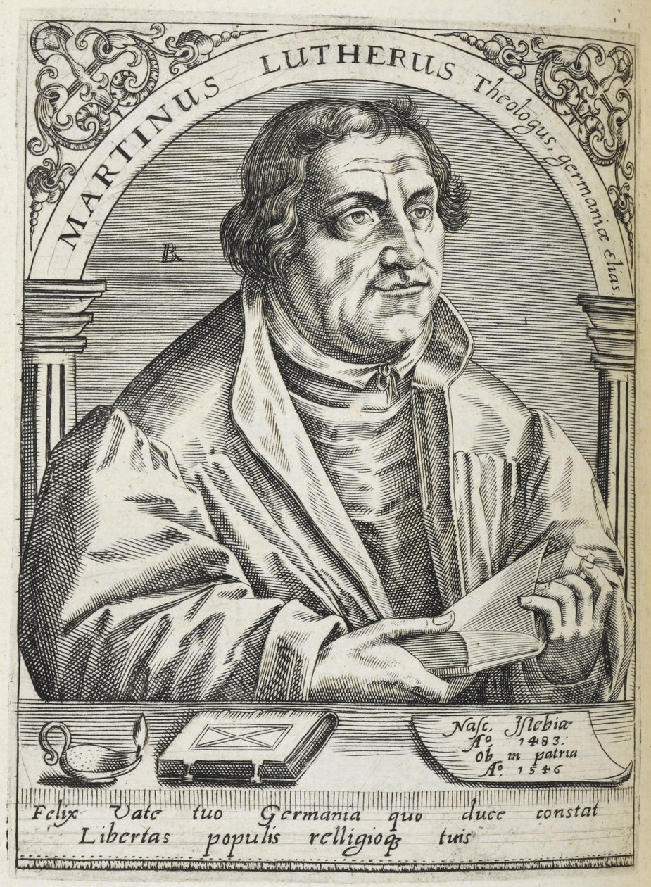 Martin Lutero. (1483-1546). Riformatore religioso tedesco e fondatore della Riforma. Ritratto da Theodor de Bry