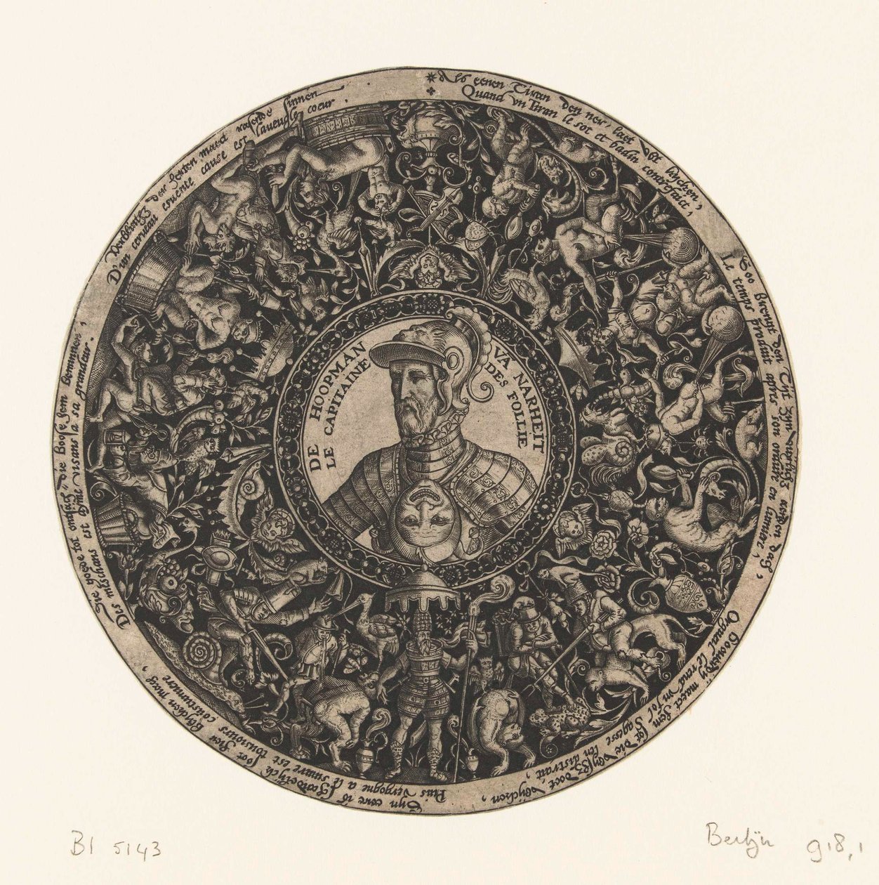 Medaglione con busto del Capitano della Follia, Theodor de Bry, 1577 ca. - 1578 ca. da Theodor de Bry