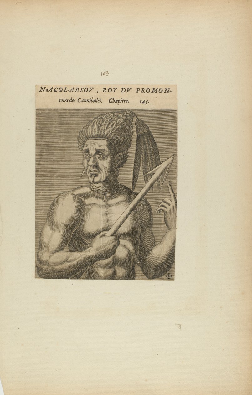 Nacol-Absov, Roi Du Promon-/toire des.... (dal libro Les Vrais Pourtraits et Vies des Hommes Illustres) da Theodor de Bry