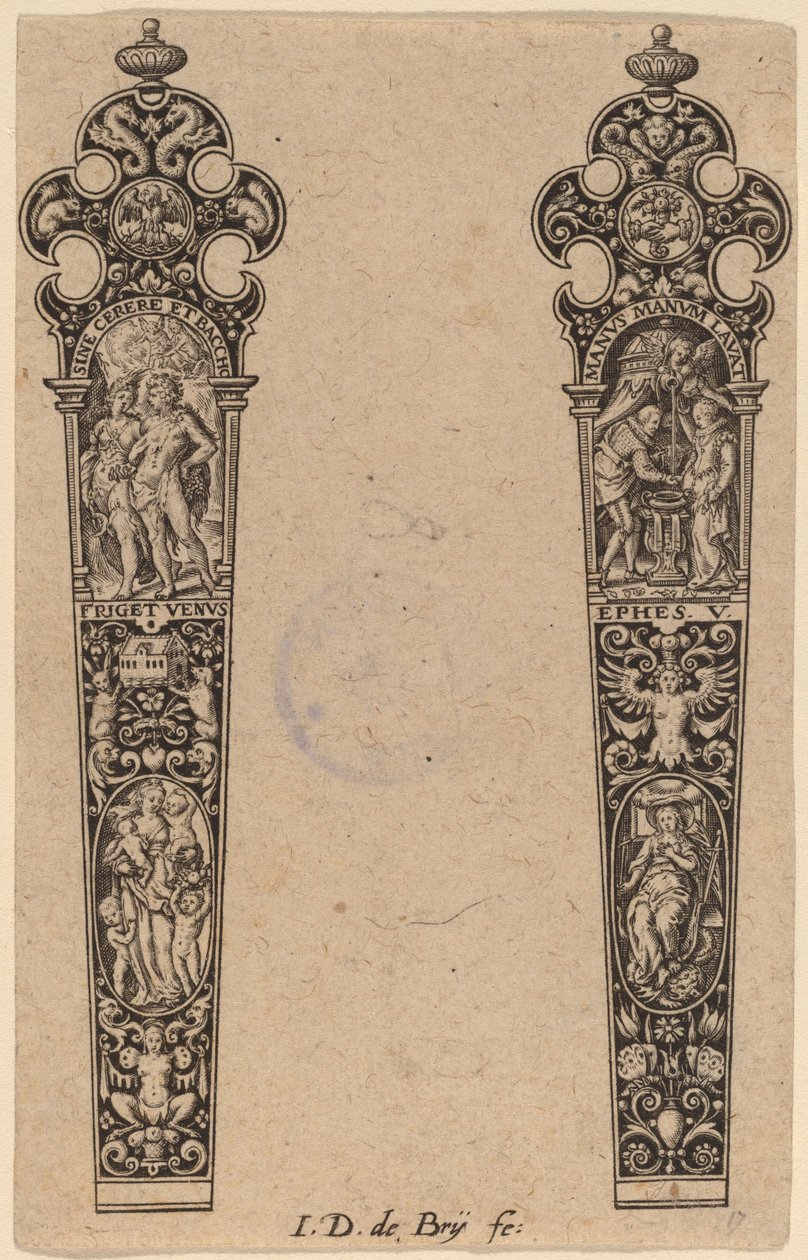 Ornamento per manico di coltello da Theodor de Bry