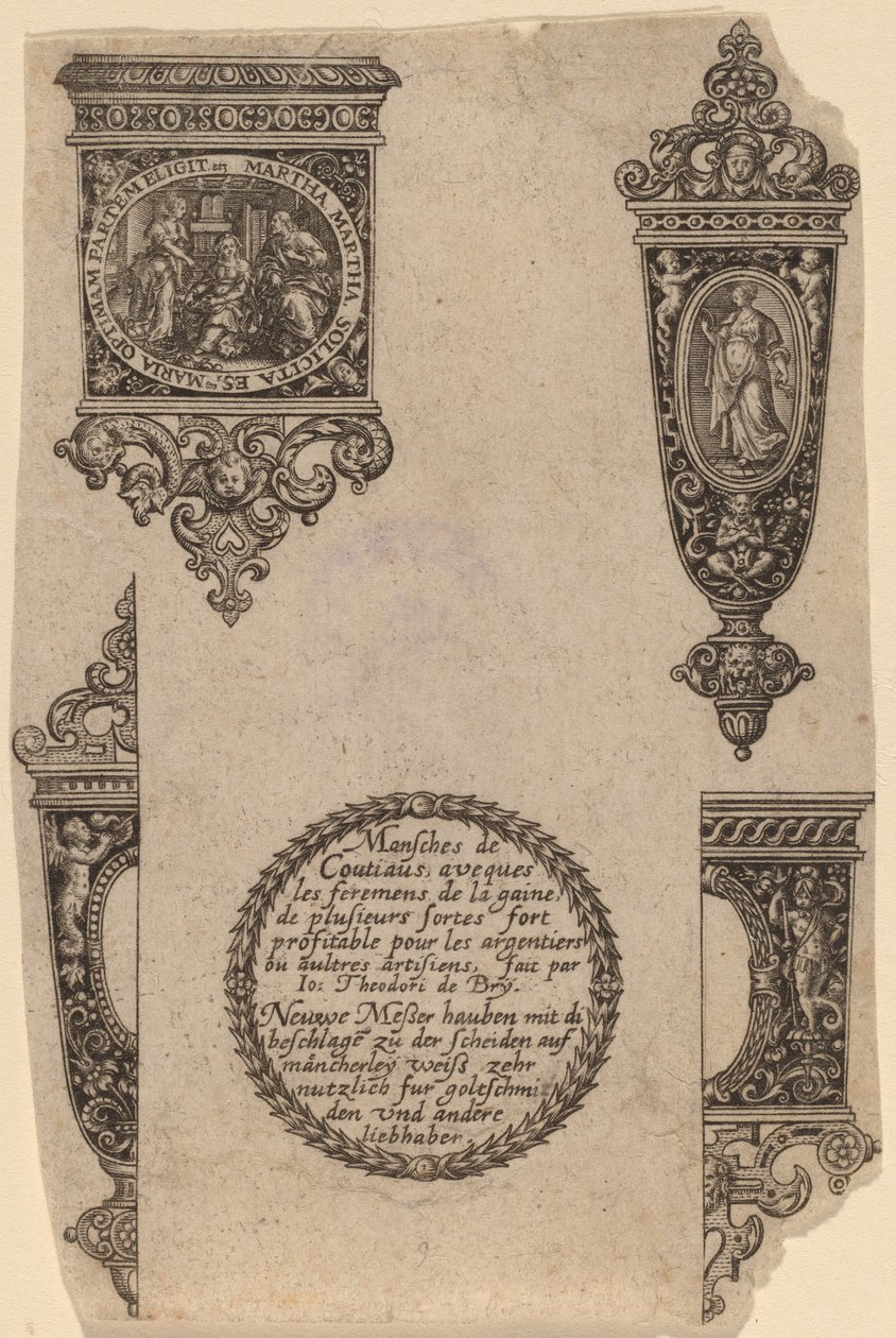Ornamento per manico di coltello da Theodor de Bry