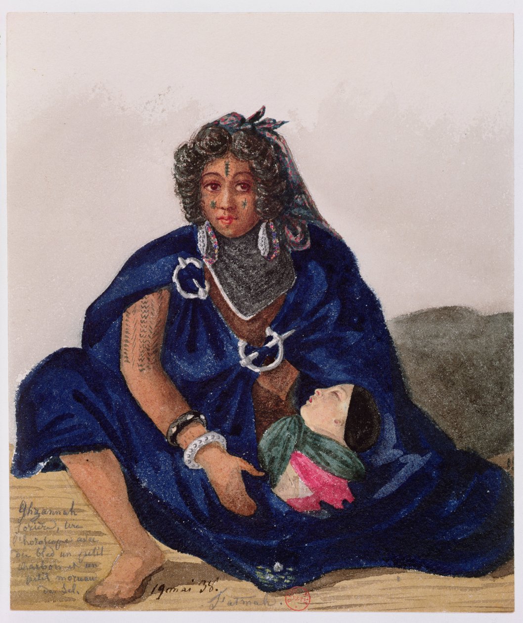 Una strega che predice il futuro con mais e sale a Ghzannah, 1835 da Theodore Leblanc