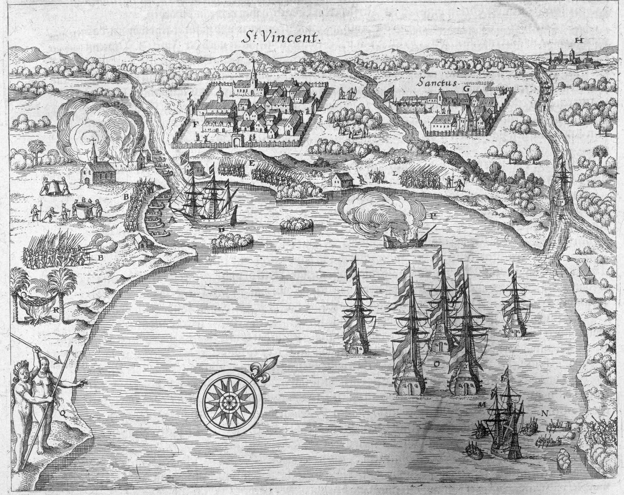 La flotta di Joris van Spilbergen (c.1568-1620) raggiunge il Brasile a Sao Vicente, da 