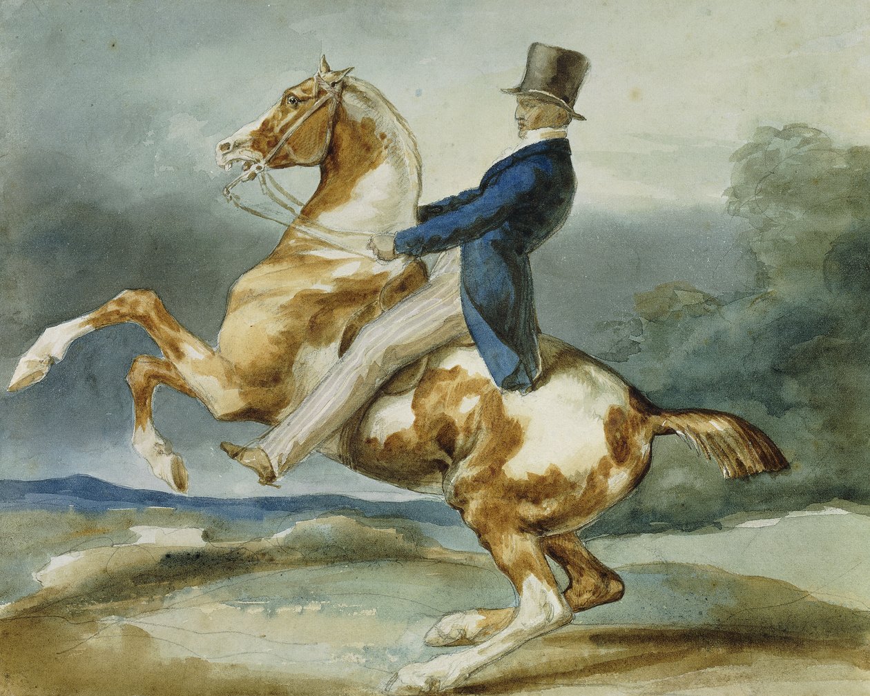 Un cavaliere e il suo cavallo impennato da Theodore Gericault