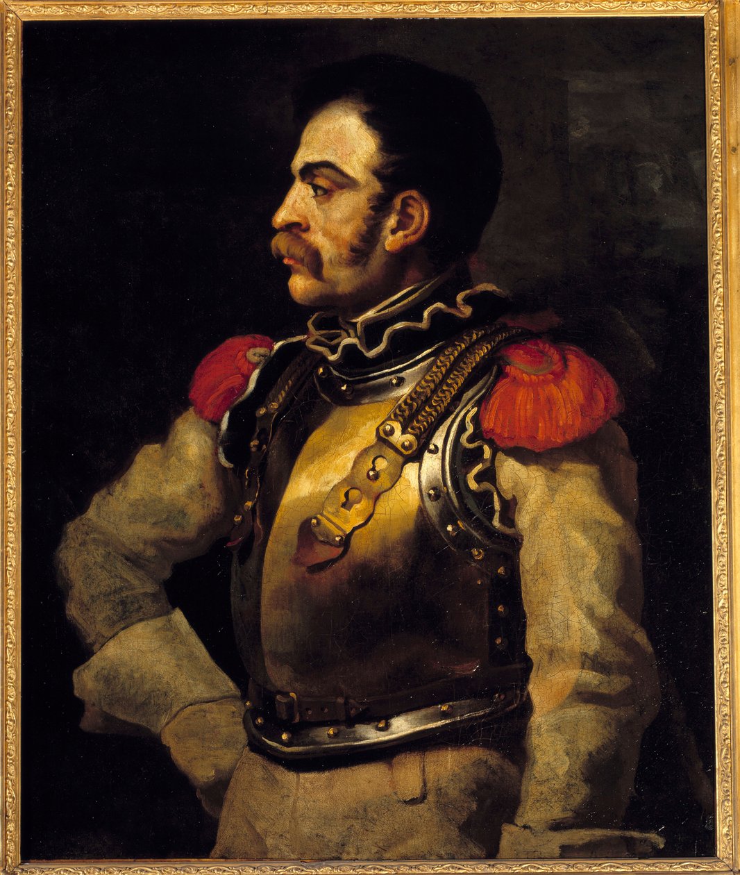 Un fuciliere visto a metà corpo da Theodore Gericault