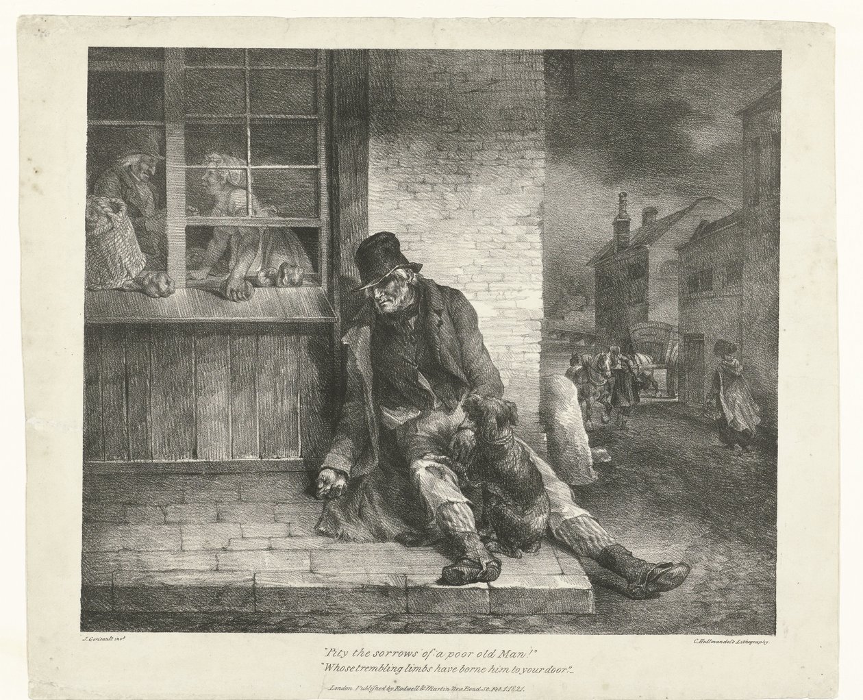 Mendicante (Pity the sorrows of a poor old Man!) (Vari soggetti disegnati dal vivo) (Various subjects drawn from life) da Theodore Gericault