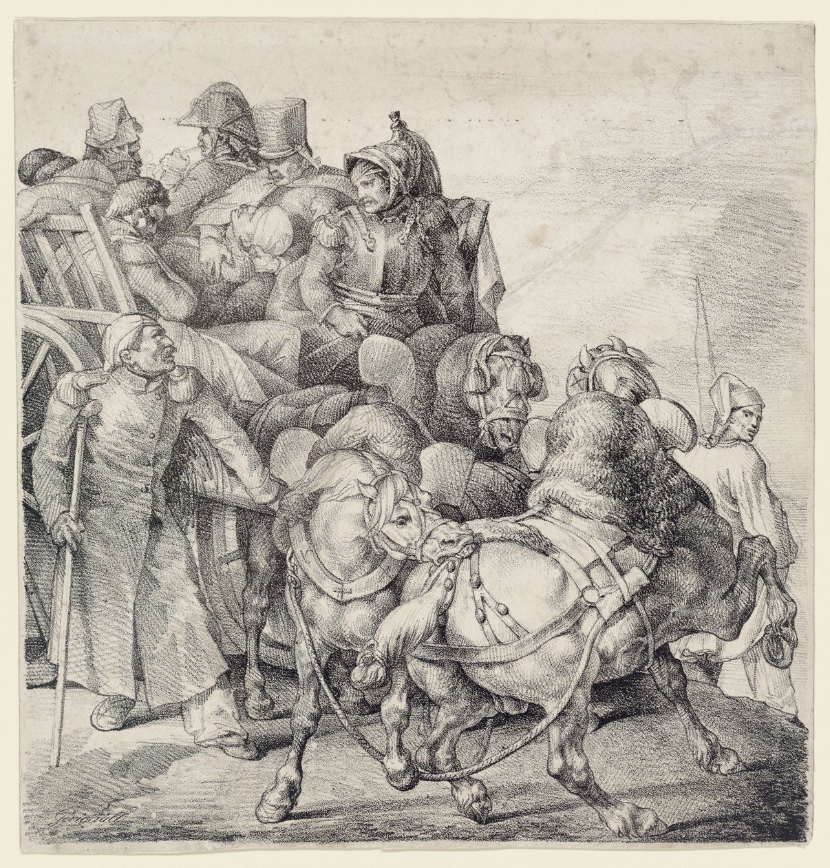 Carro carico di soldati feriti (A Wagon Full of Wounded Soldiers) da Theodore Gericault
