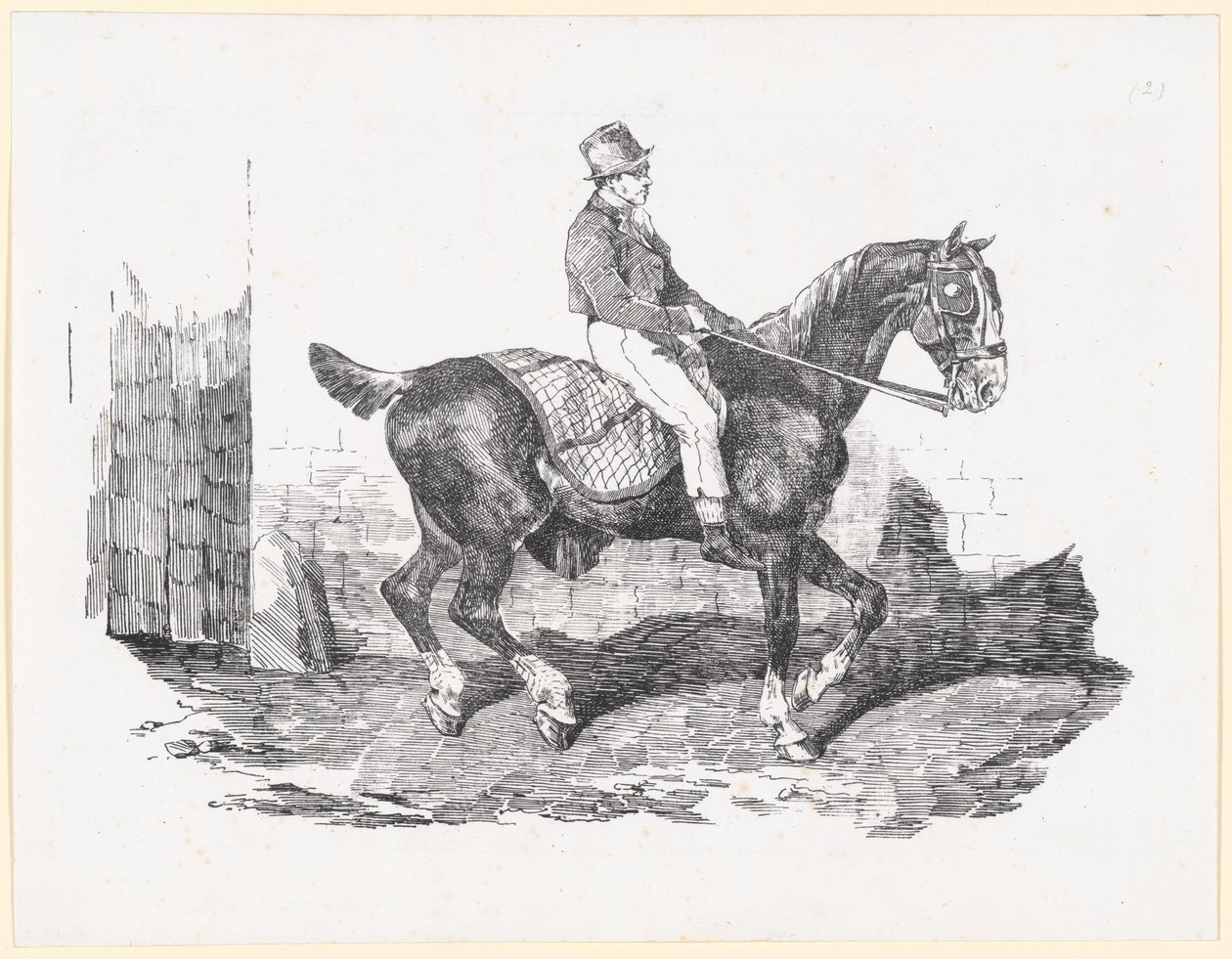 Cavallo da carrozza in sella a uno stalliere, detto anche “Cavallo inglese con coperta a quadri” (Carriage Horse Ridden by a Groom, also called English Horse with a Checkered Blanket) da Theodore Gericault