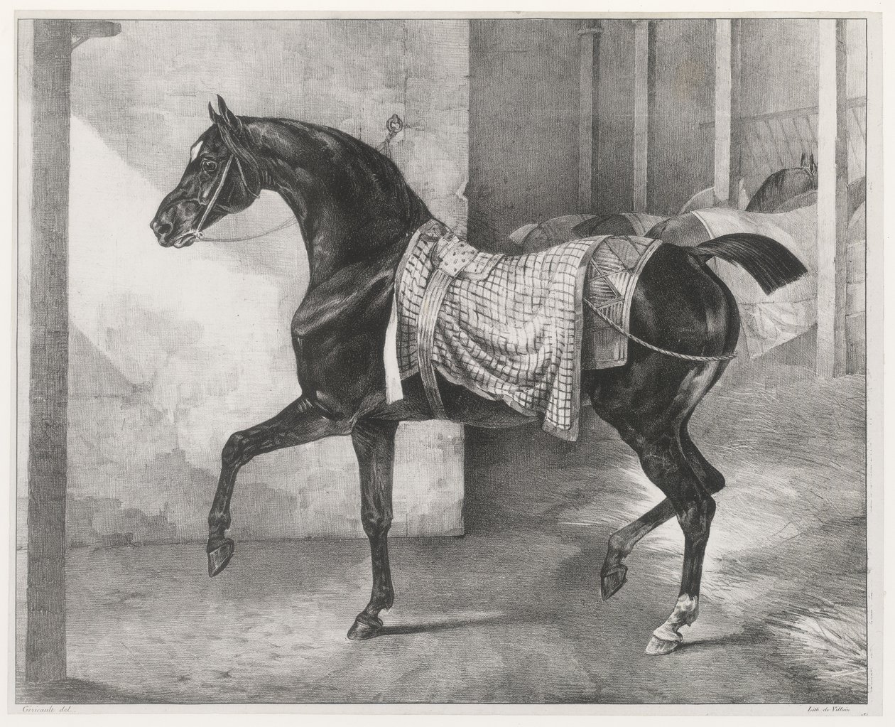 Cavallo nero legato in una stalla (A Black Horse Tethered in a Stable) da Theodore Gericault