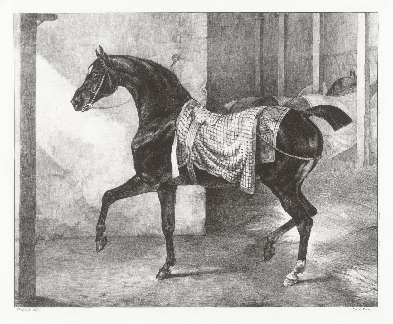 Cavallo nero legato in una stalla (A Black Horse Tethered in a Stable) da Theodore Gericault