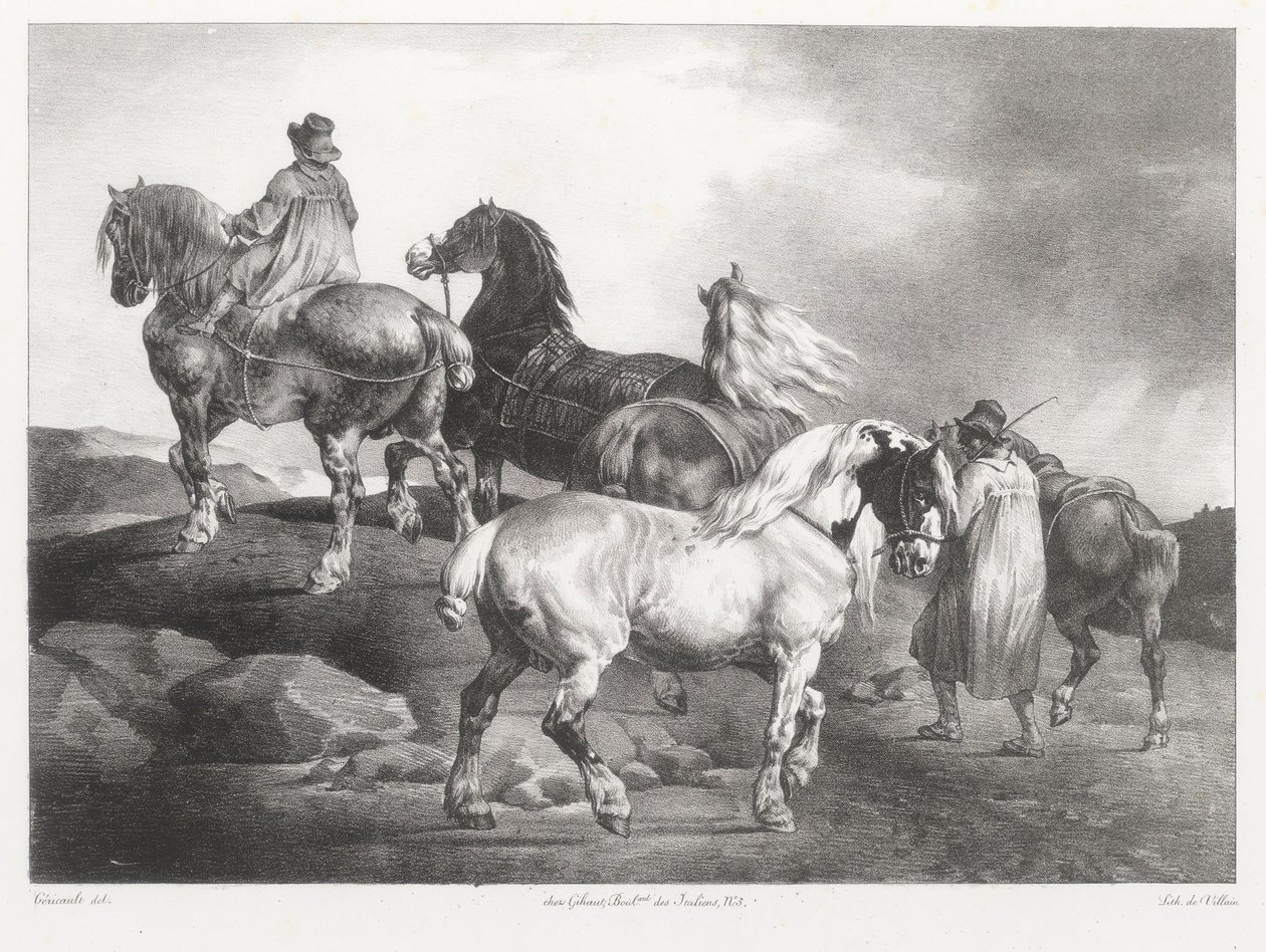 Cavalli condotti alla fiera (Horses Being Led to the Fair) da Theodore Gericault