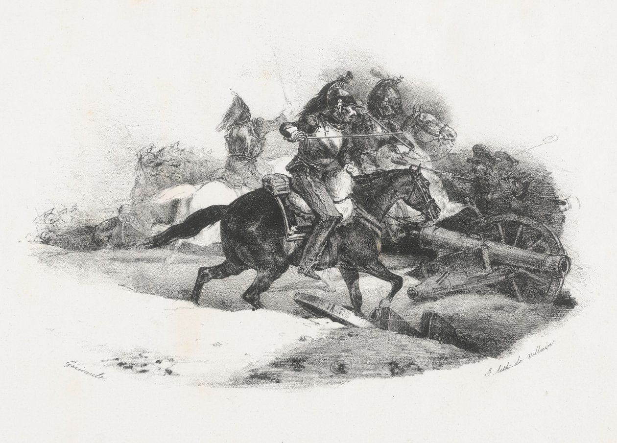 Corazzieri all’attacco contro una batteria di artiglieria (Cuirassiers Charging An Artillery Battery) da Theodore Gericault