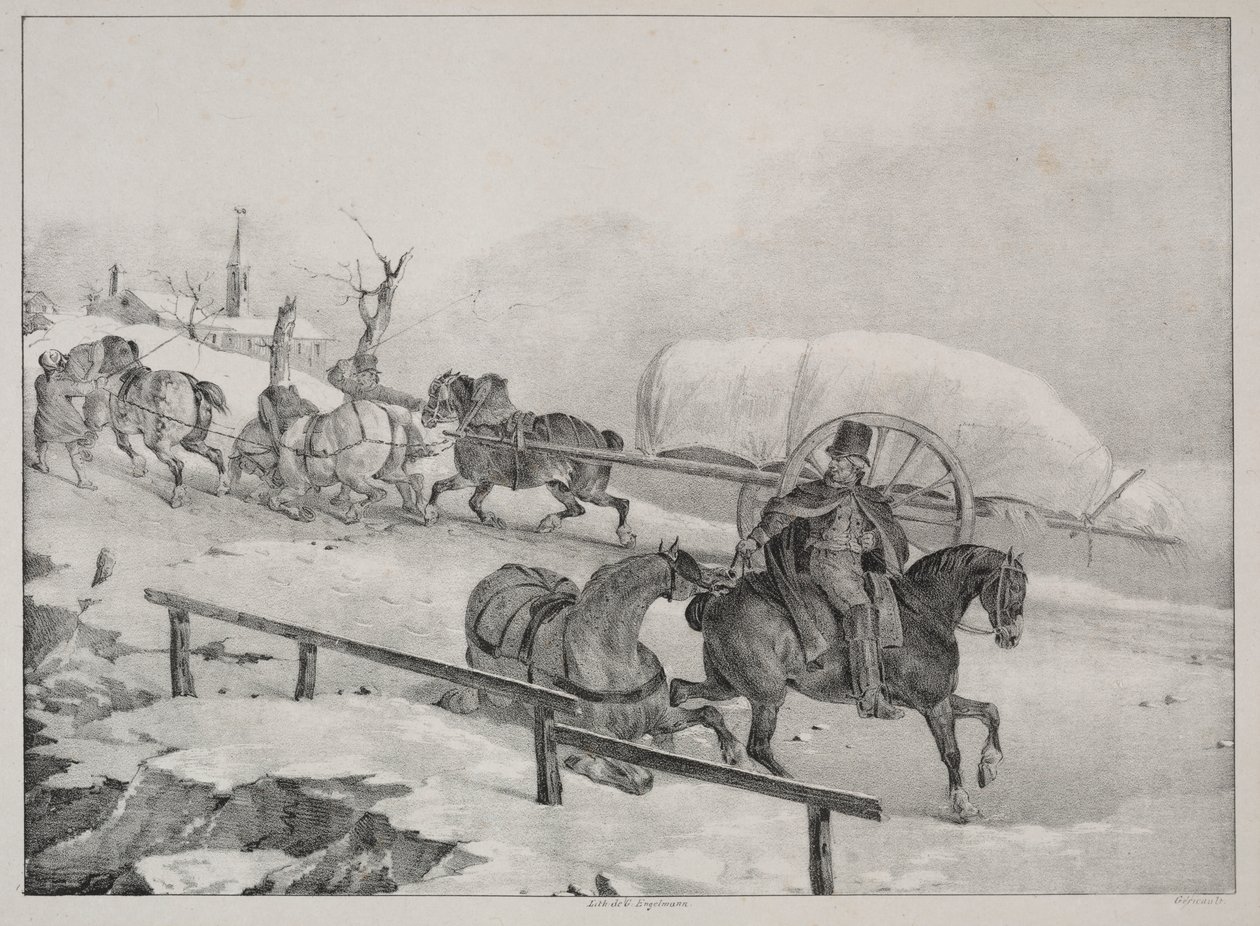 Quattro soggetti diversi: Carro che sale una collina da Theodore Gericault