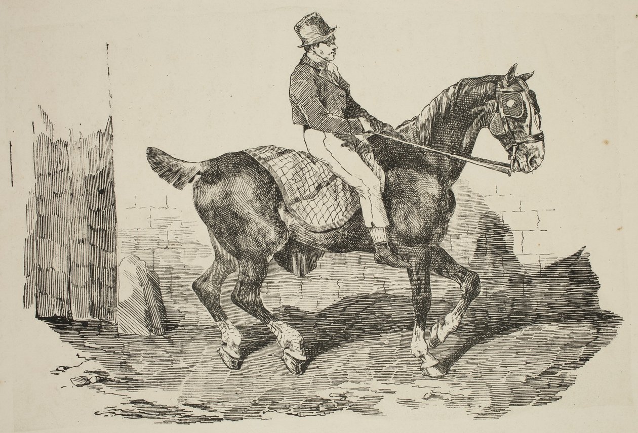 Géricault - Cavallo da carrozza cavalcato da un palfrenier, 1820 da Theodore Gericault