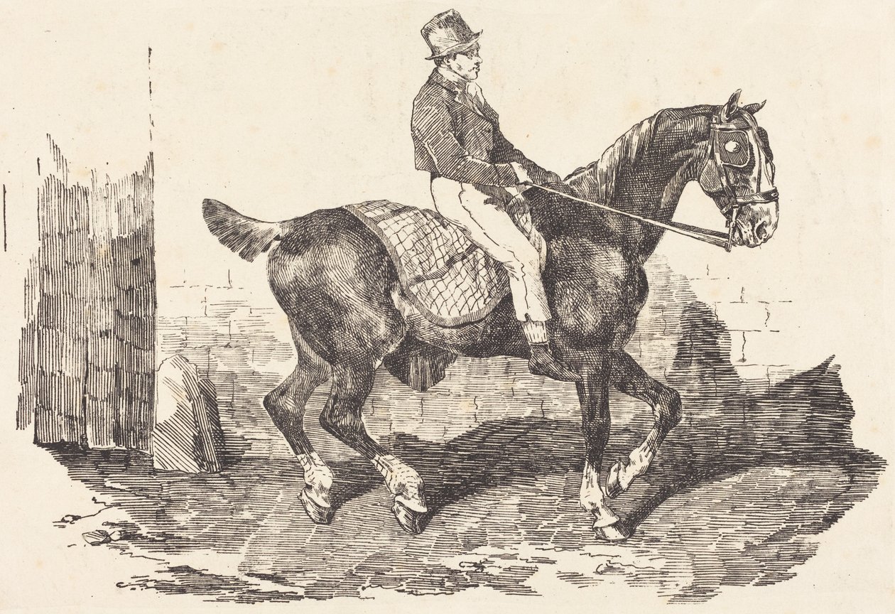 Groom in sella a un cavallo da carrozza (Cheval de carrosse monte par un palfrenier) da Theodore Gericault
