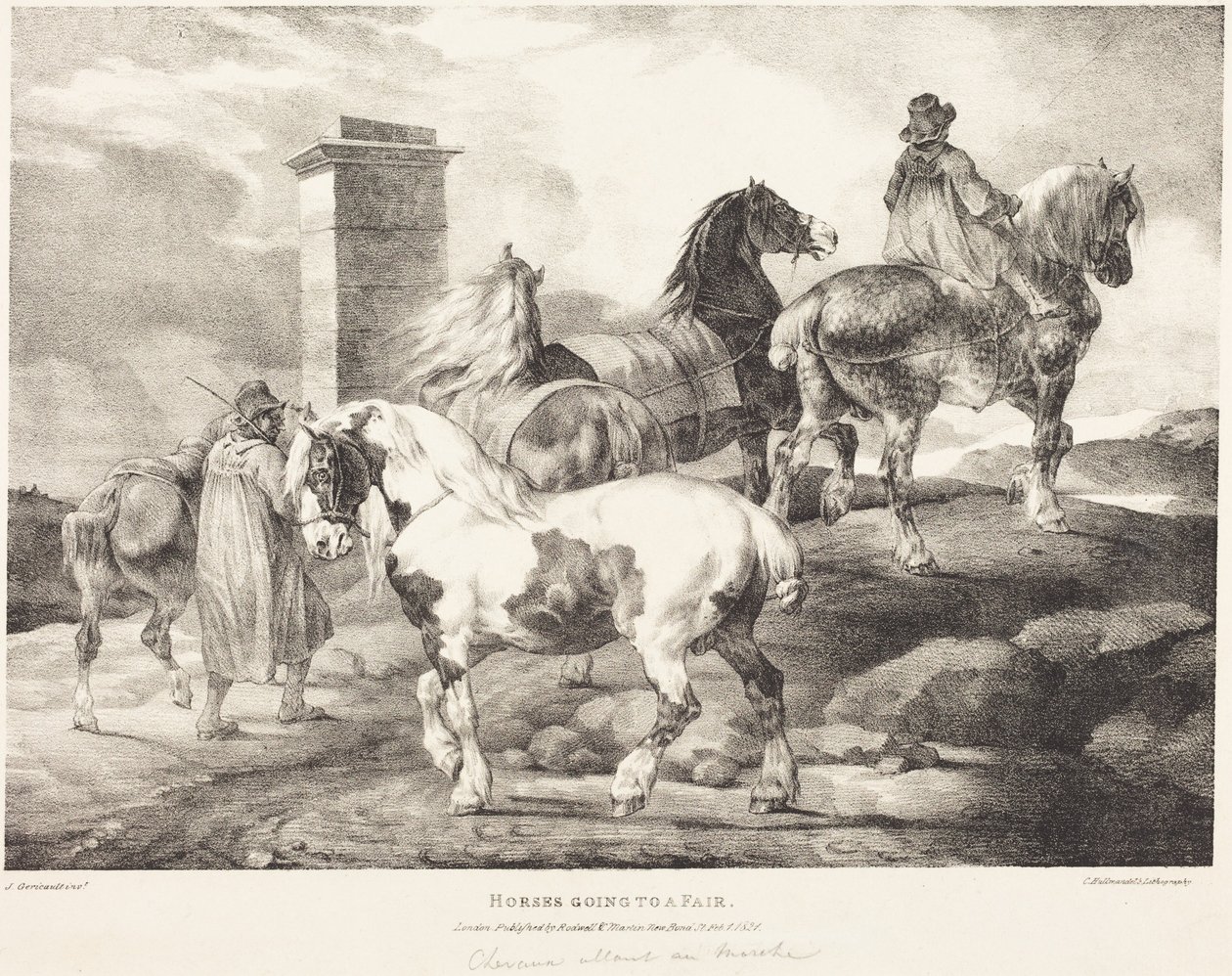 Cavalli in viaggio verso una fiera da Theodore Gericault