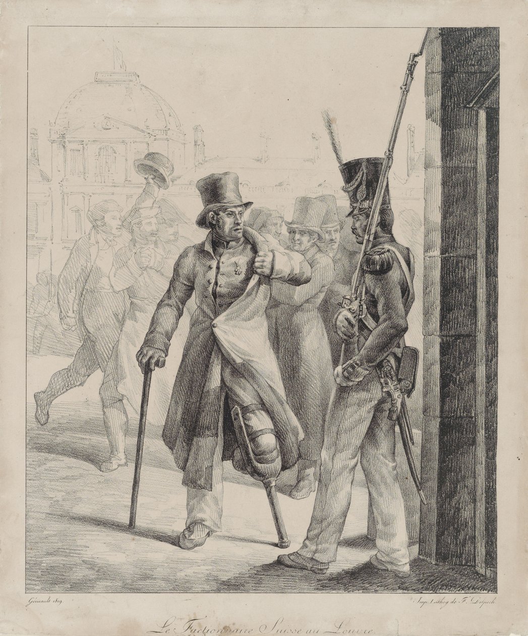 La sentinella della Guardia Reale Svizzera al Louvre (The Swiss Royal Guard Sentry at the Louvre) da Theodore Gericault