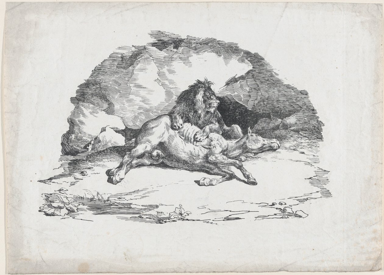 Leone che divora un cavallo da Theodore Gericault