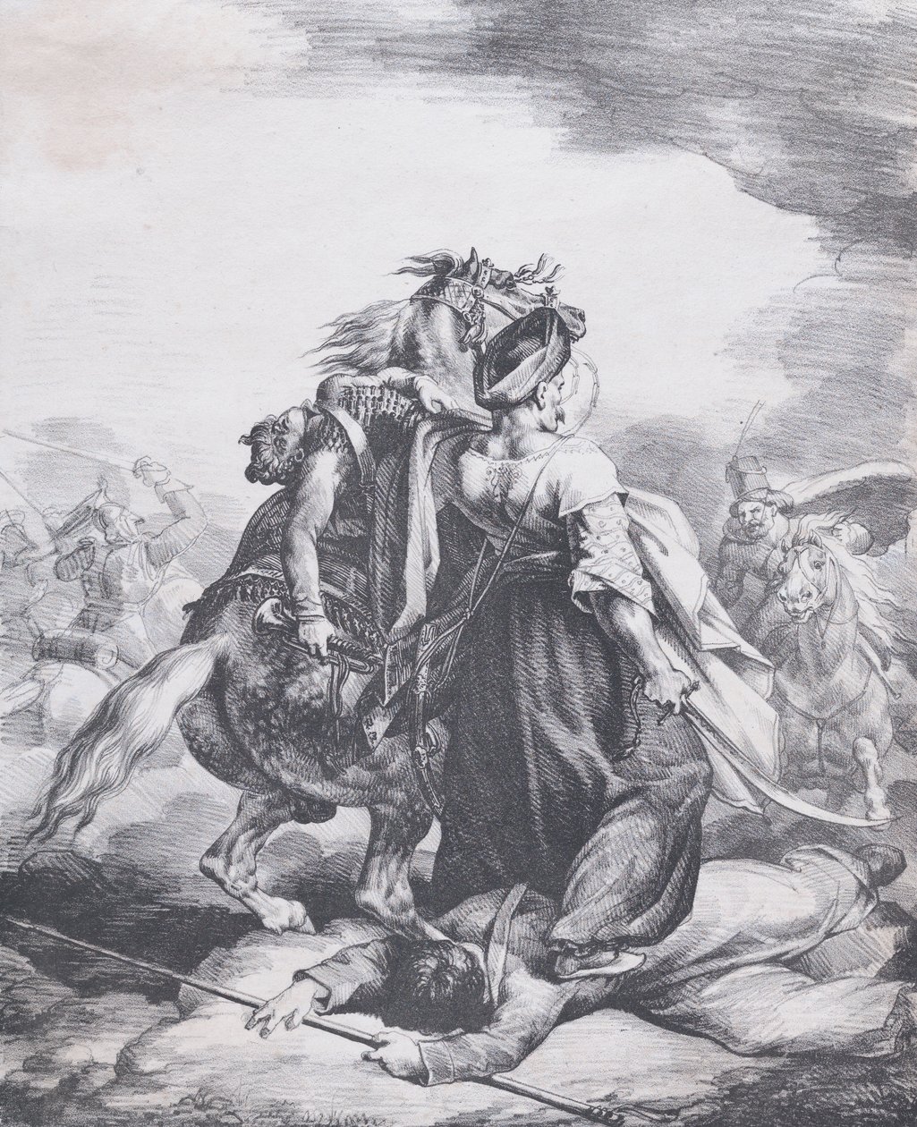Mamelucco che difende un trombettiere ferito da Theodore Gericault