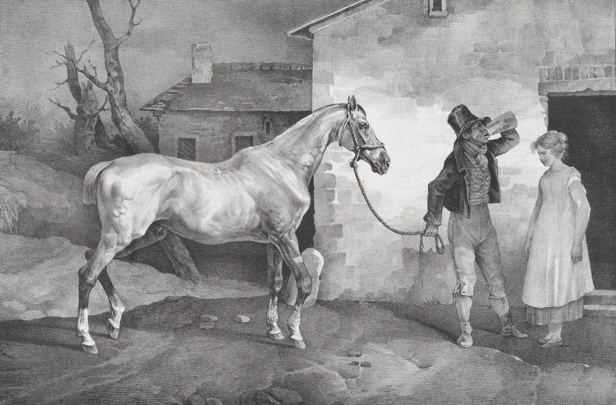 Vecchio cavallo alla porta di una locanda da Theodore Gericault