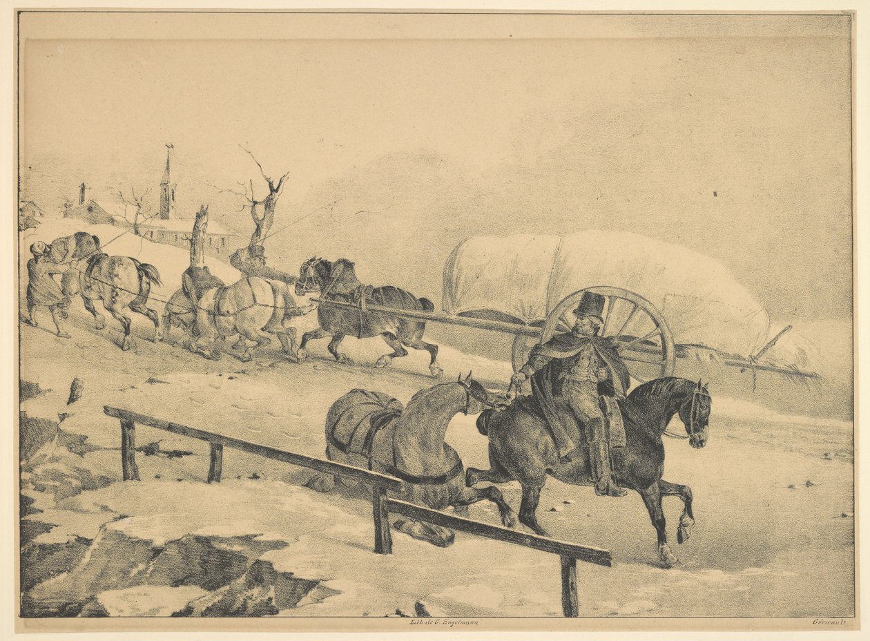 Carrettiere in salita (A Cart Driver and a Postilion on a Hillside) da Theodore Gericault