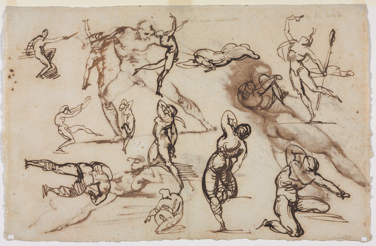 Foglio di schizzi (verso) da Theodore Gericault