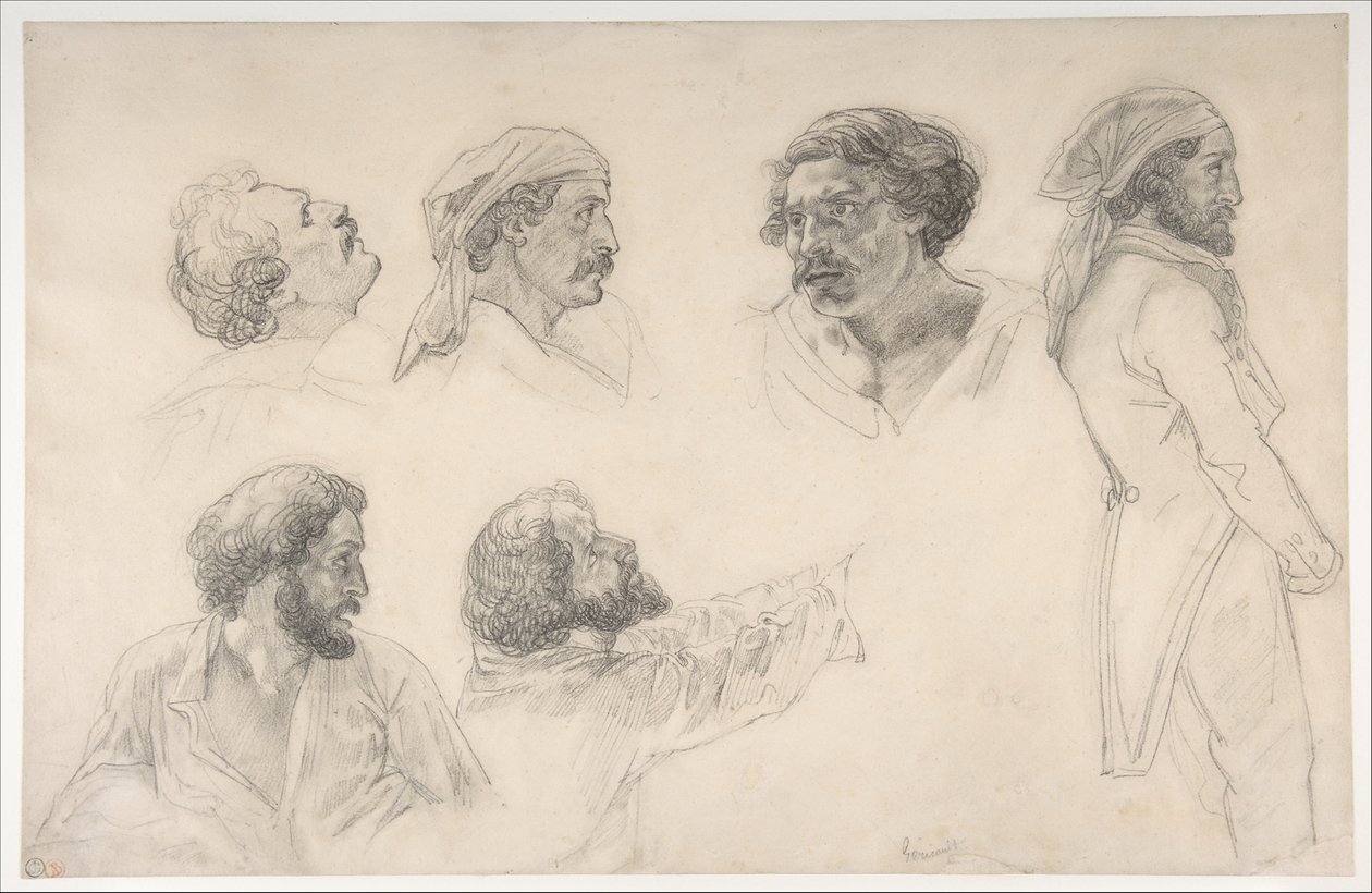 Sei studi per Corréard e Savigny nella “Zattera della Medusa” da Theodore Gericault