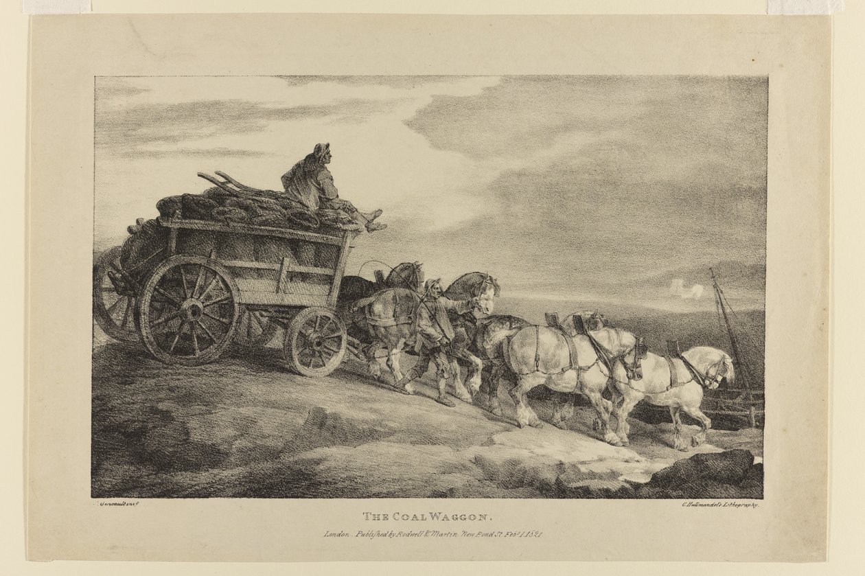 Il Carro del Carbone, da Vari Soggetti Disegnati dal Vero su Pietra da Theodore Gericault