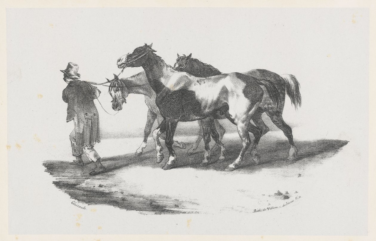 Tre cavalli condotti al macello (Three Horses Being Led to the Slaughterhouse) da Theodore Gericault