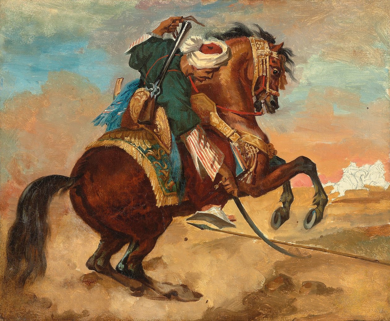 Turco a cavallo su cavallo castano da Theodore Gericault