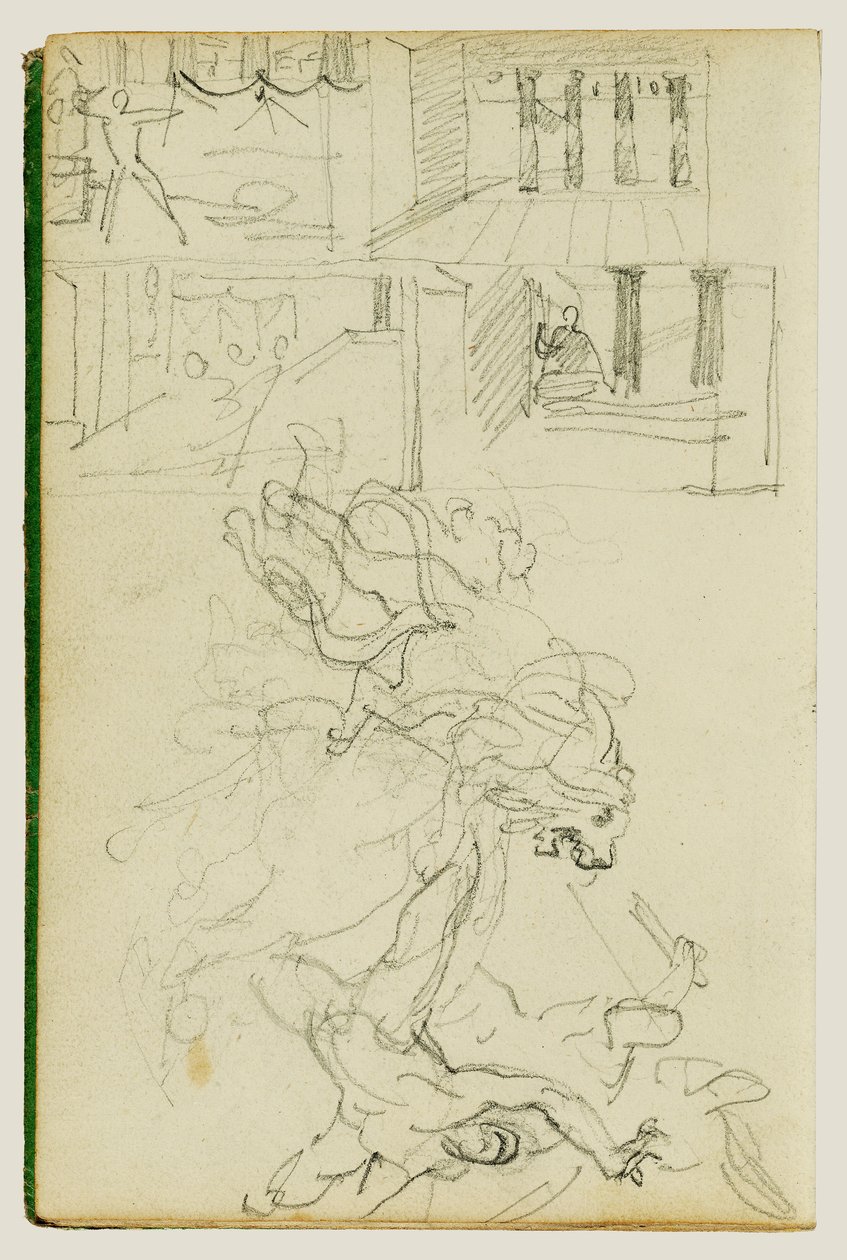 Due studi compositivi su una caccia al leone da Theodore Gericault