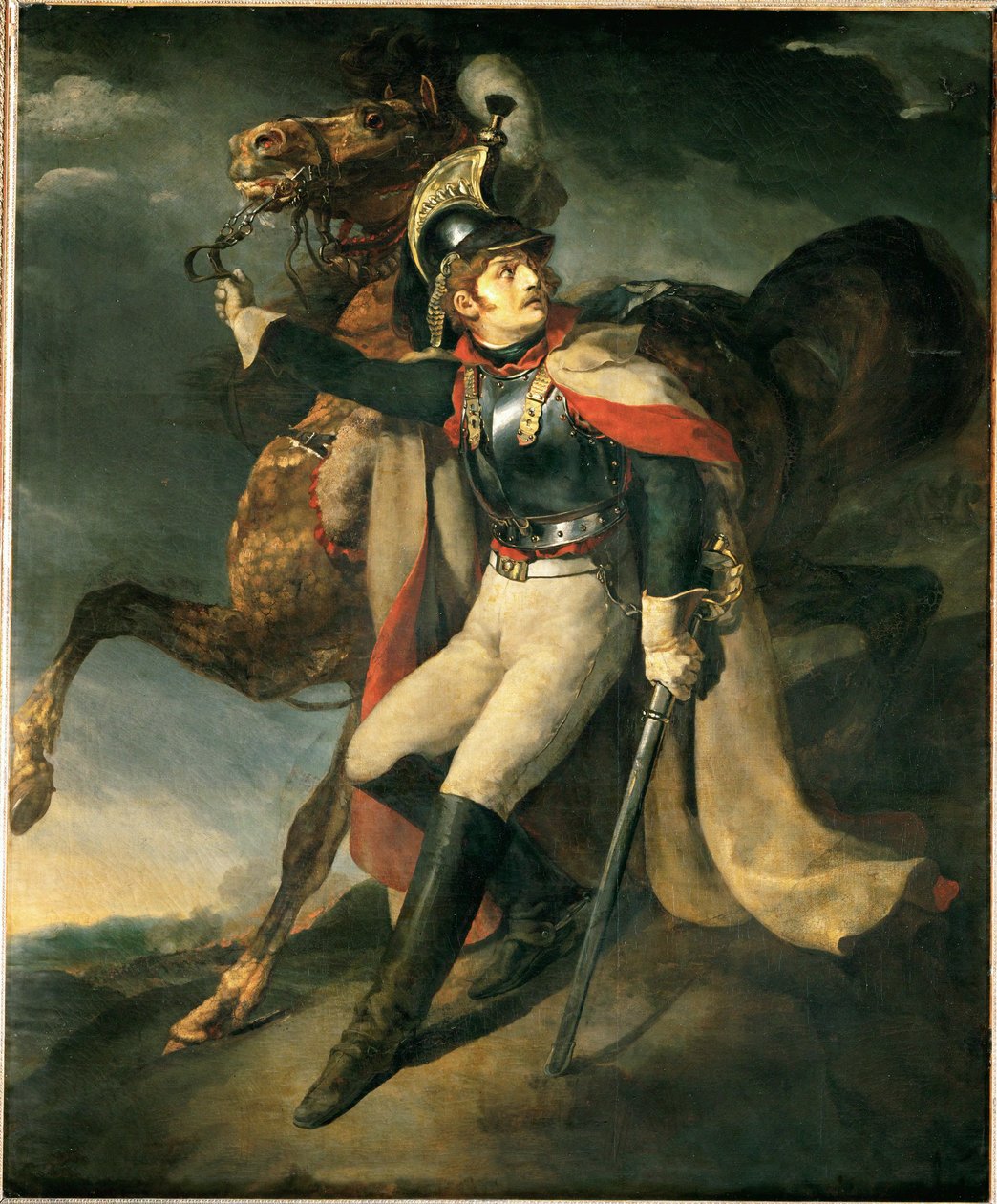 Dragone ferito che lascia il fuoco incrociato ... da Theodore Gericault