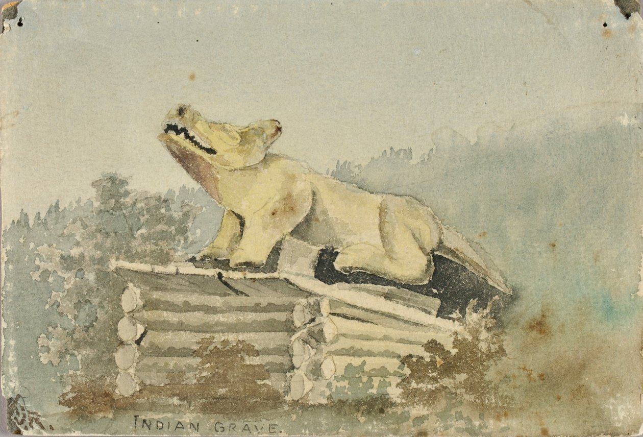 Tomba indiana. Totem del lupo sulla tomba dello sciamano, Wrangell da Theodore J. Richardson