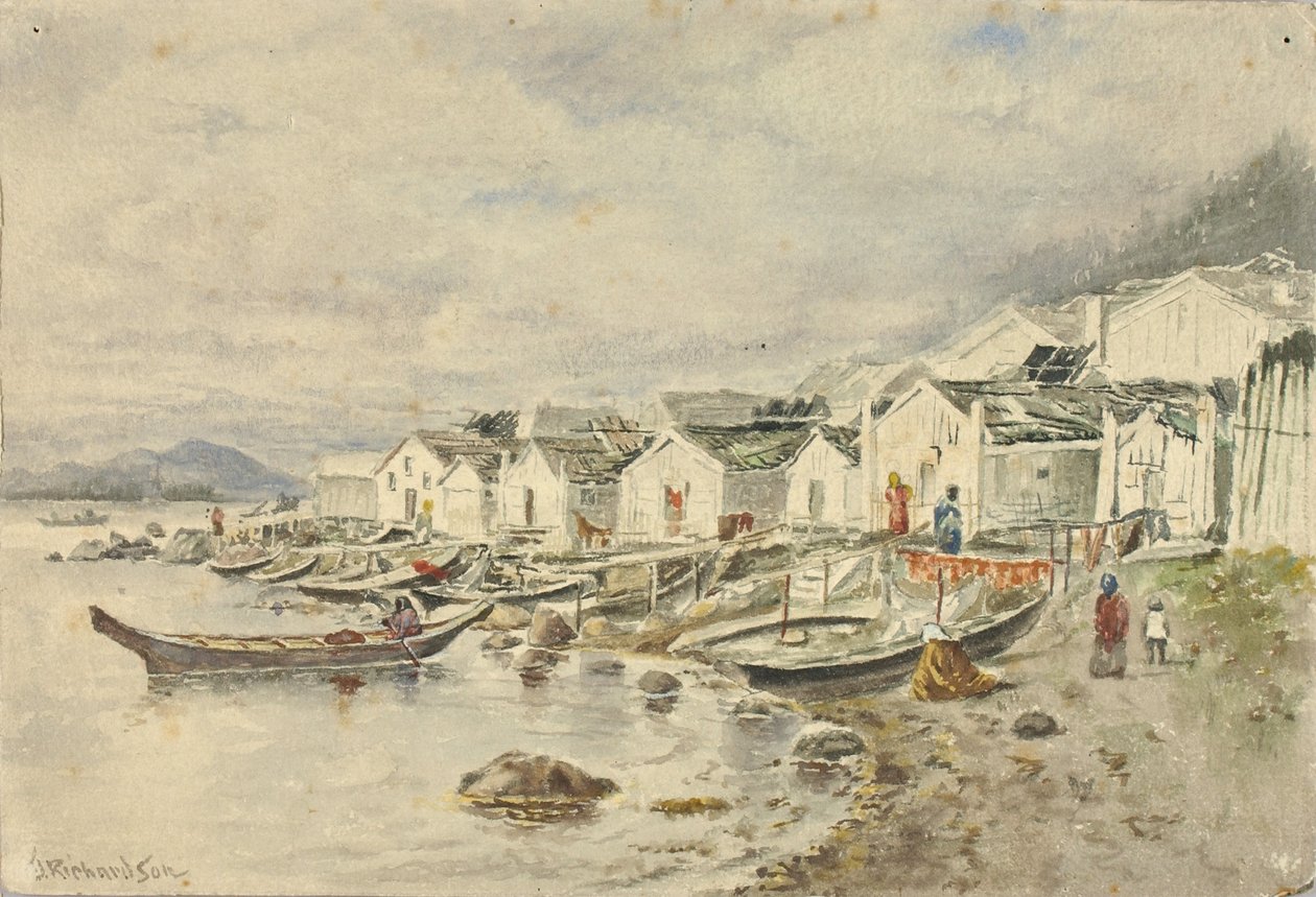 Il villaggio dei nativi del Ranch, Sitka, 1884 da Theodore J. Richardson