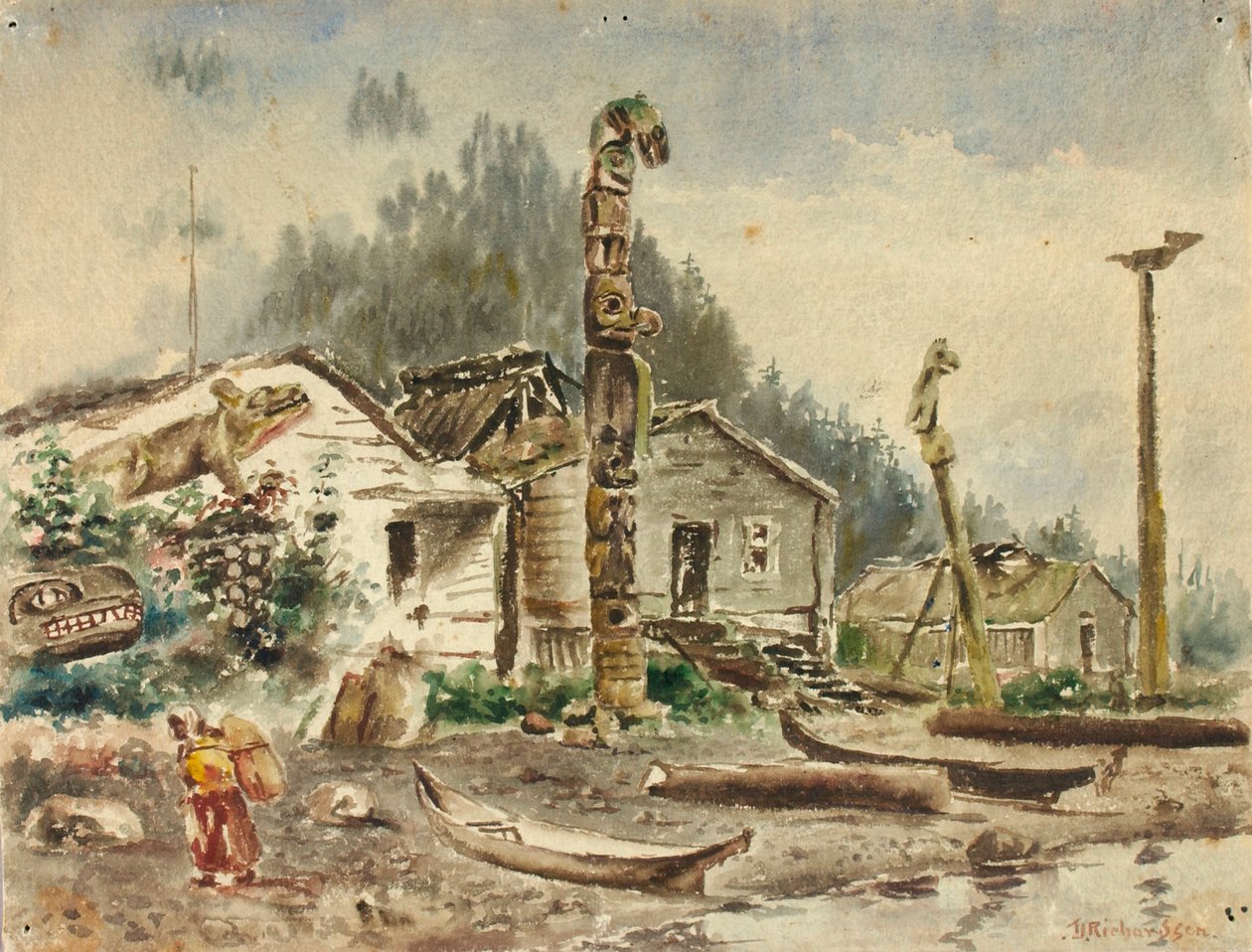 Vista di Wrangell, Alaska, nel 1884 da Theodore J. Richardson