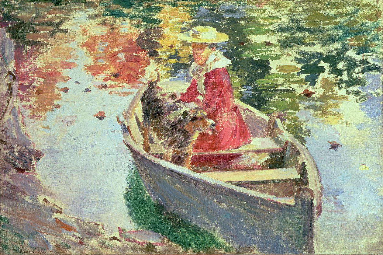 Miss Motes e il suo cane Shep, 1893 da Theodore Robinson