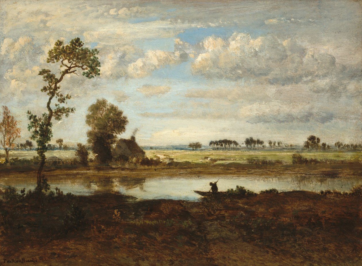 Paesaggio con Barcaiolo, c. 1860 da Theodore Rousseau