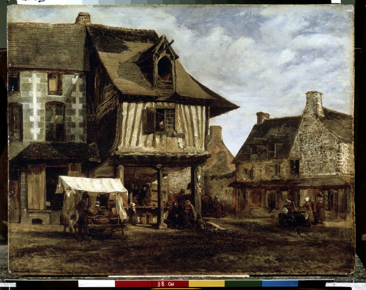 Piazza del mercato in Normandia da Theodore Rousseau