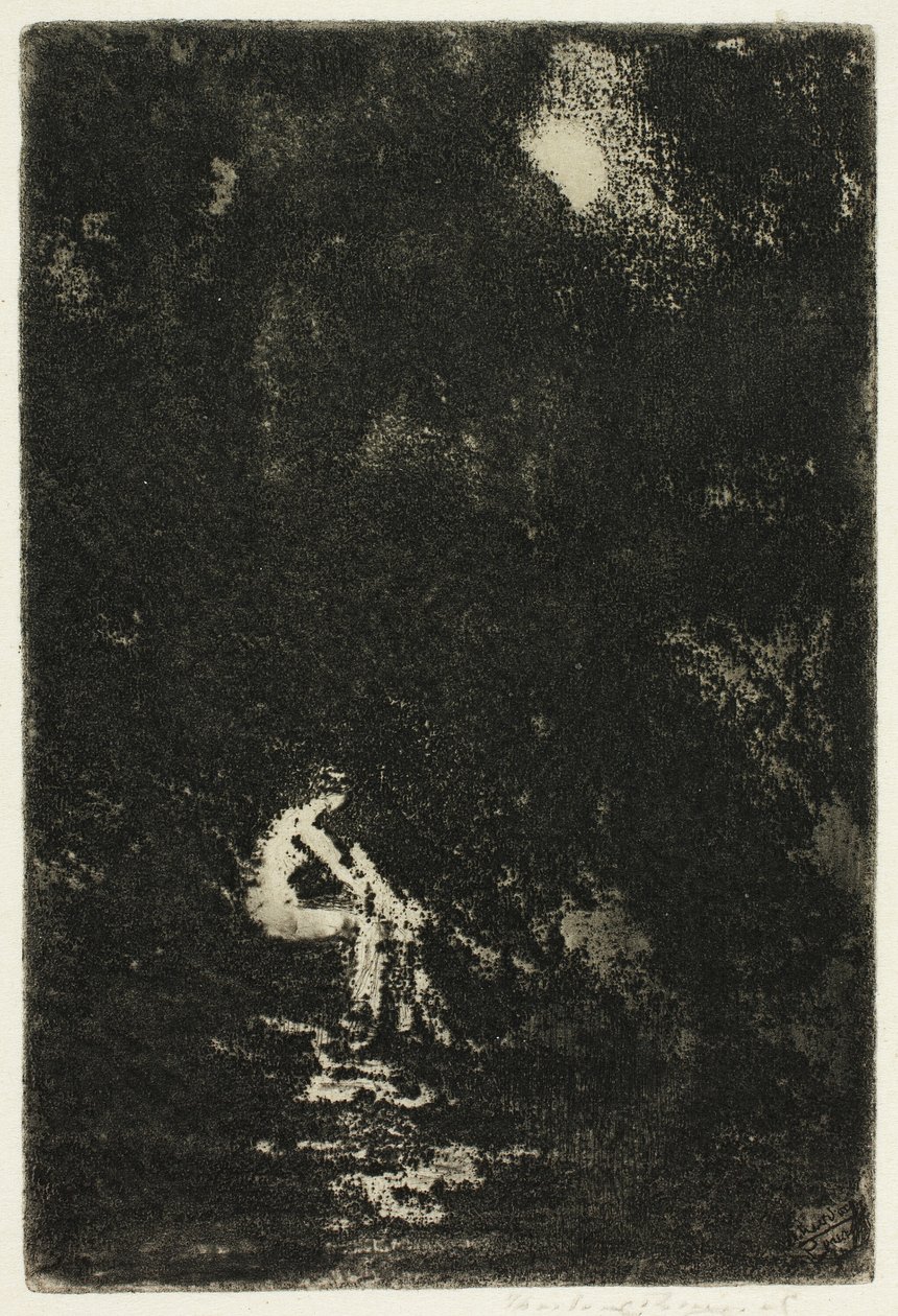 Una ninfa che si bagna, al chiaro di luna da Theodore Roussel