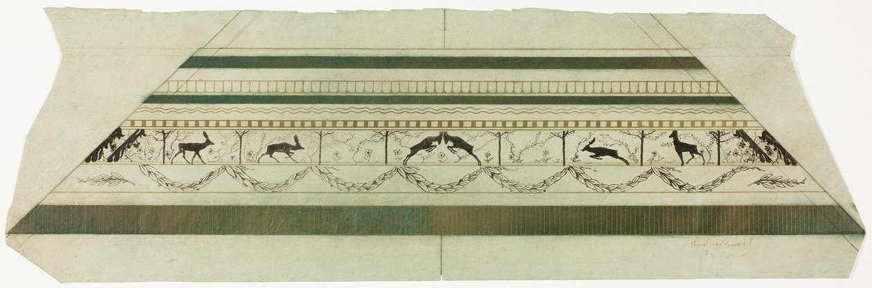 Cornice a motivo di cervo e fiori (sezione inferiore della cornice) da Theodore Roussel