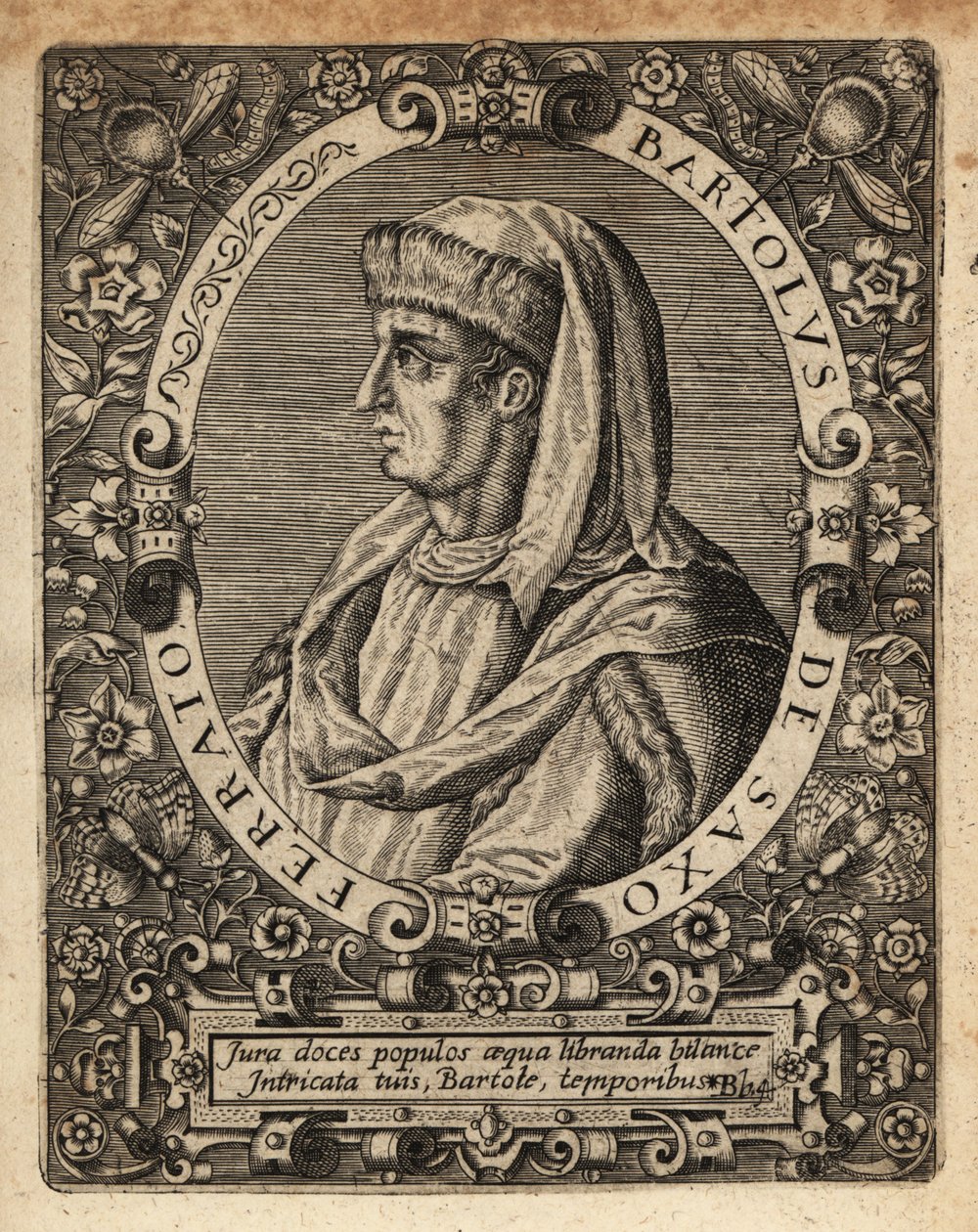 Bartolus de Saxoferrato, professore di diritto italiano da Theodore de Bry