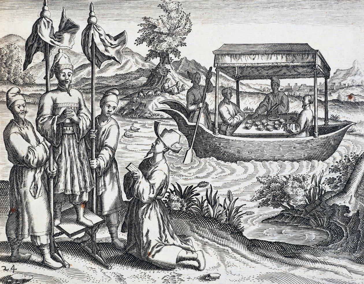 Strada dei dignitari, dal viaggio intrapreso da Jan Huyghen van Linschoten (1563-1611) tra il 1583 e il 1592, incisione dall