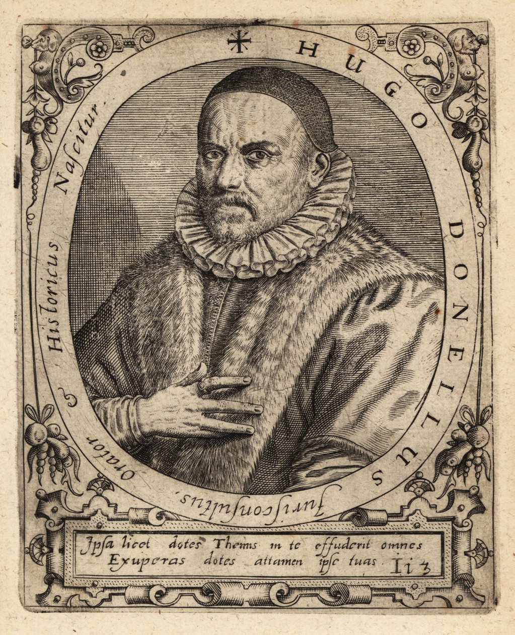 Hugues Doneau, professore di diritto francese da Theodore de Bry